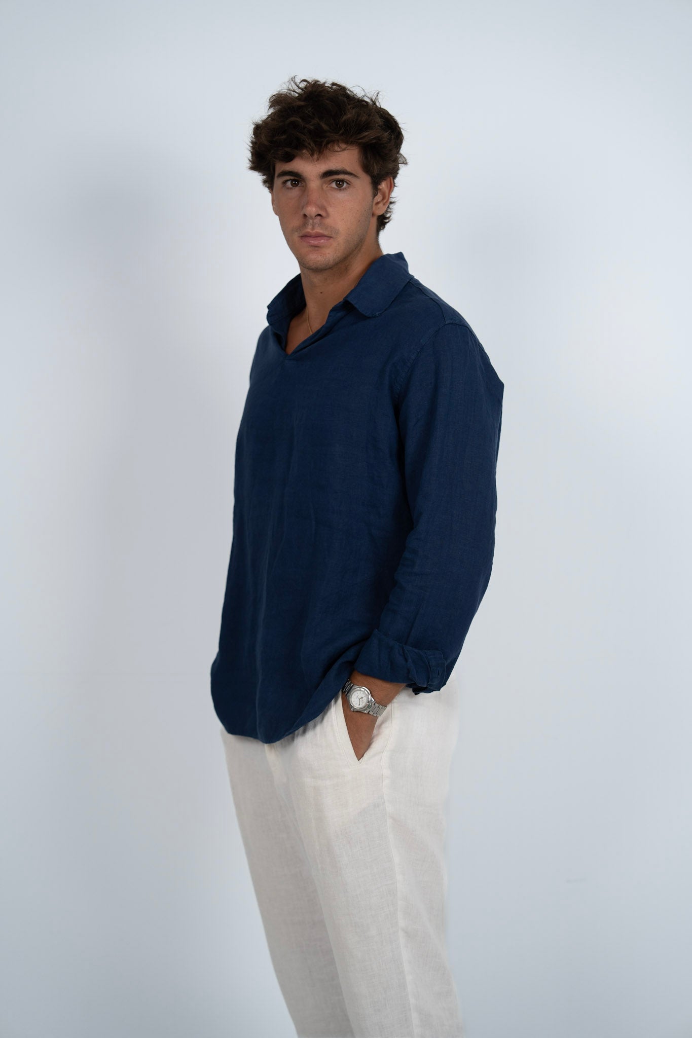 TRENDY LINEN POLO BLUE INDIGO