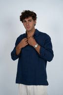 TRENDY LINEN POLO BLUE INDIGO