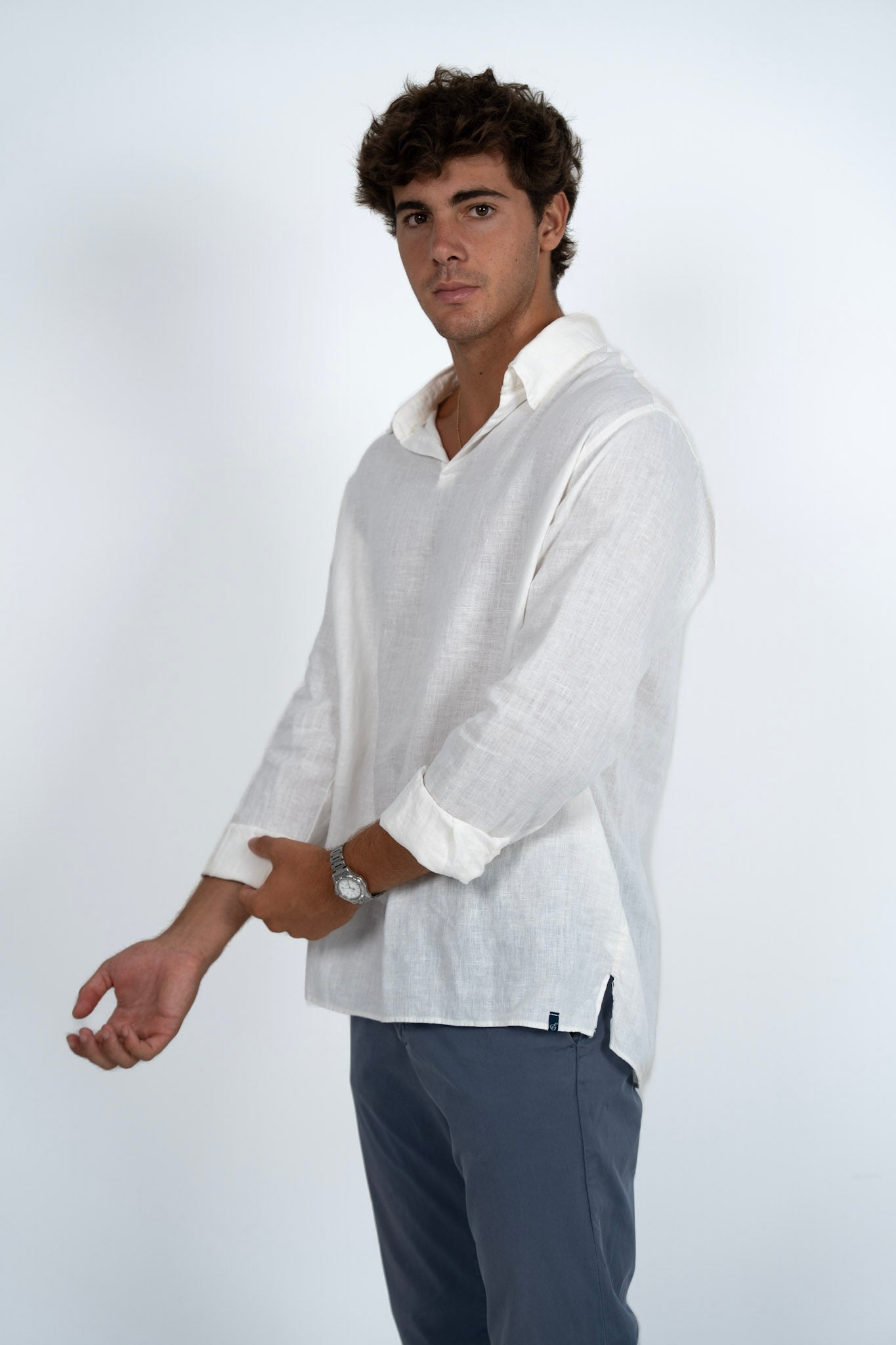 TRENDY LINEN POLO WHITE