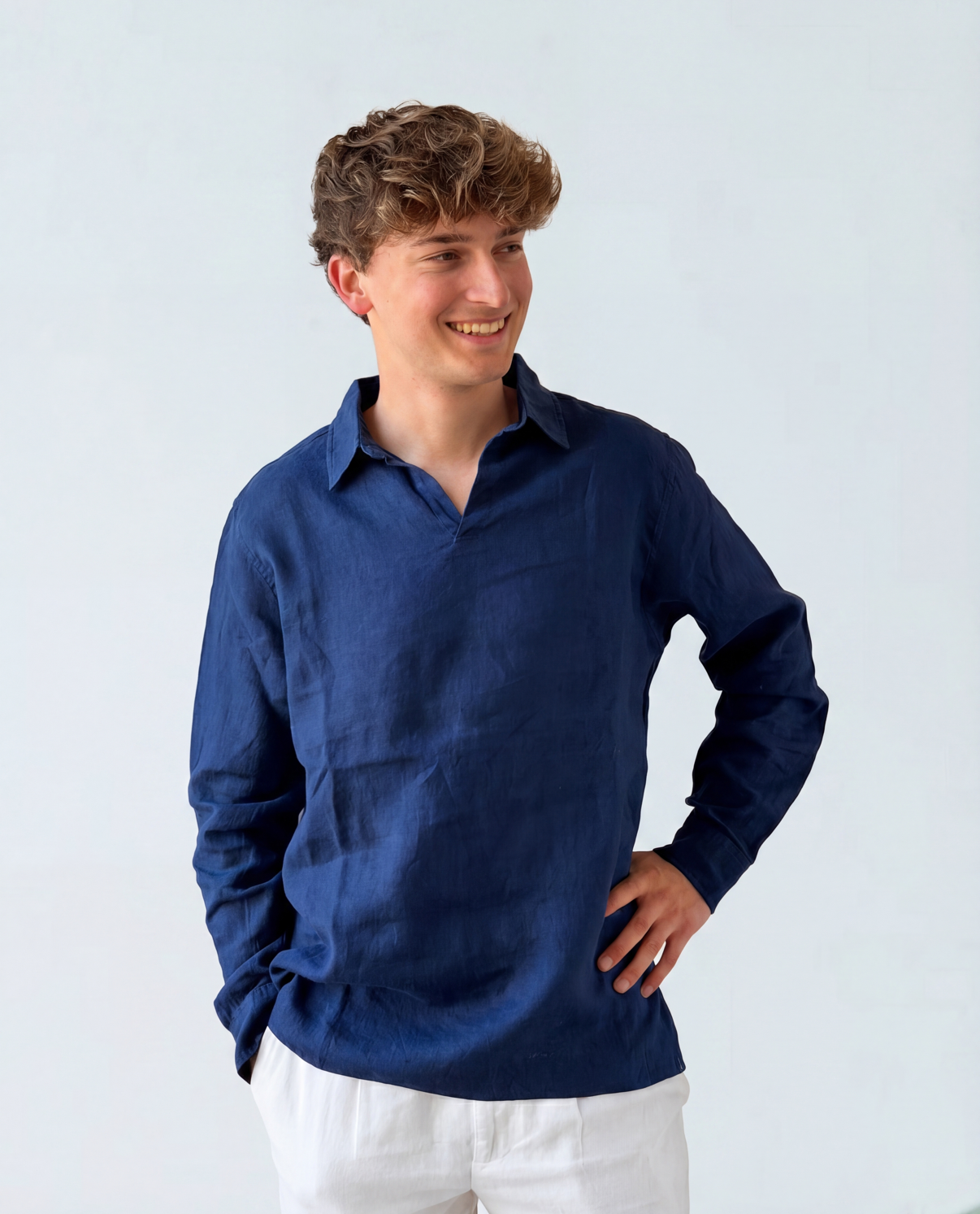TRENDY LINEN POLO BLUE INDIGO