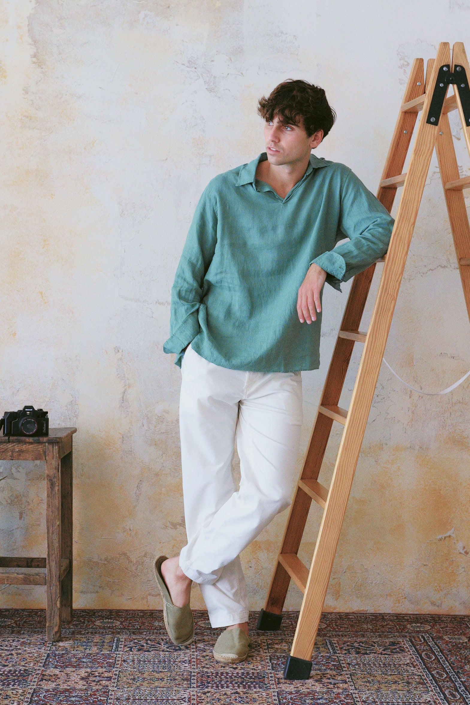 TRENDY LINEN POLO GREEN